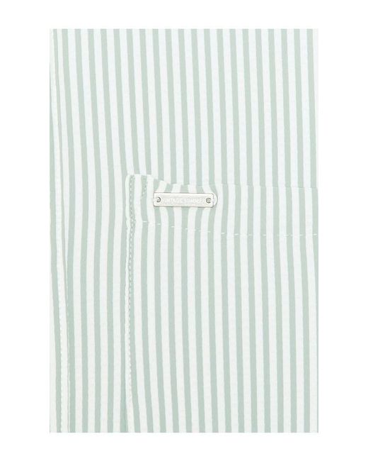 Vintage Summer White Stripe Knit Button Down Shirt for men