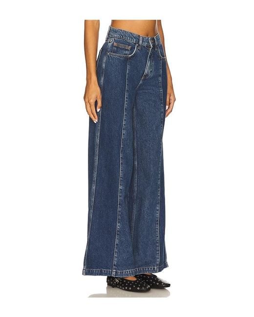 seventy + mochi Blue Two Tone Bay Wide Leg Jeans