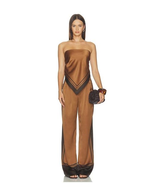 SER.O.YA Brown Hark Satin Top