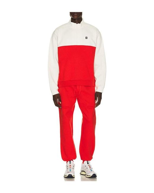 White/space Red Quarter Zip Sweatshirt for men