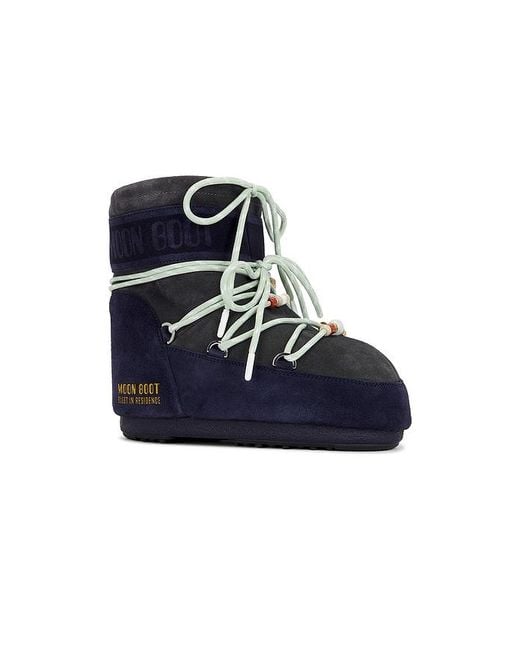 Moon Boot Blue Boot Low Suede Beads