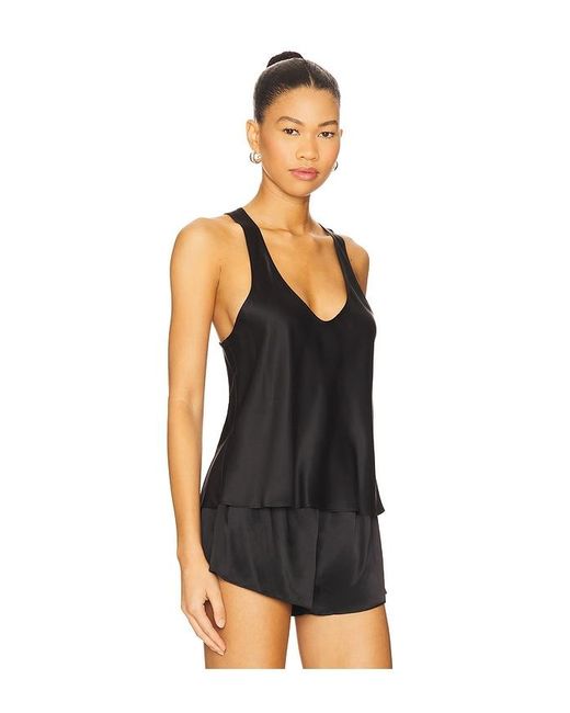 Enza Costa Silk Satin Tank Top Black