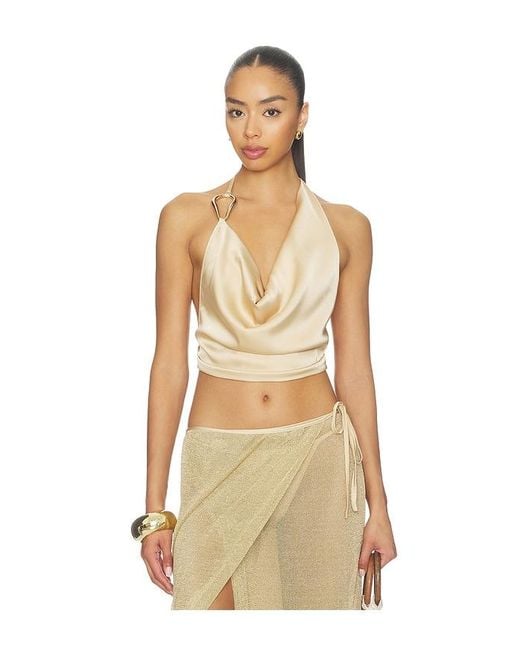 Tiger Mist Natural Cyrene Satin Cowl Top