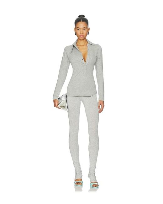 The Attico White Long Sleeve Lapel Top