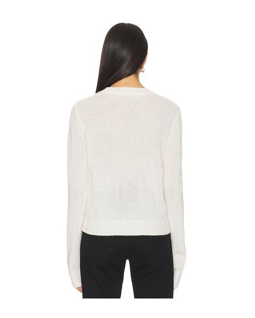 Enza Costa White Easy Long Sleeve Crew Sweater