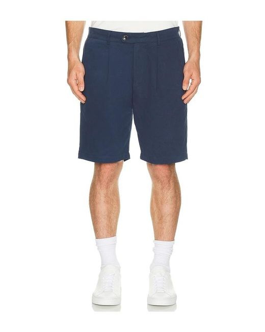 BOUND Blue Pleat Smart Canvas Shorts for men