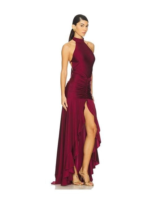 Runaway the Label Red Zelma High Neck Maxi Dress