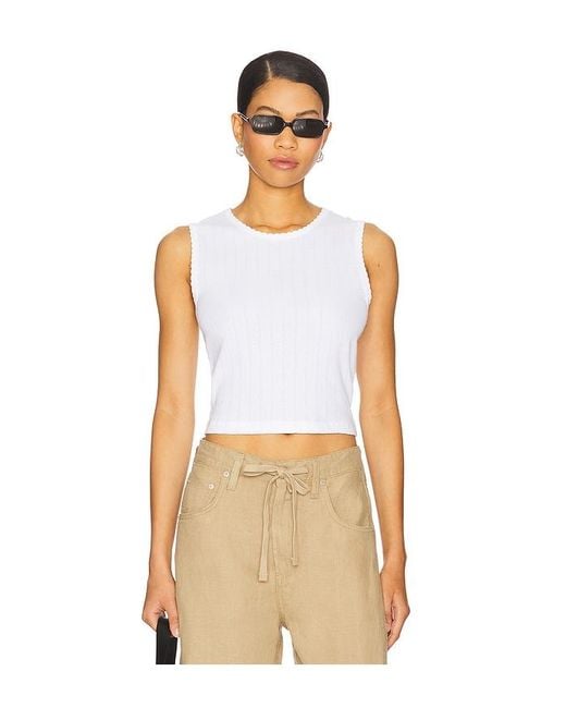 Leset Natural Pointelle Sleeveless Crew Top