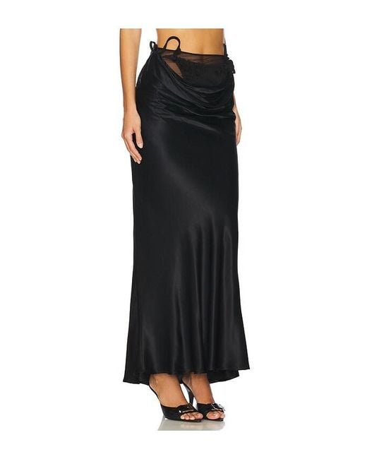 MARRKNULL Black Vine Flowers Long Skirt