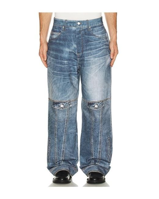 ANDERSSON BELL Blue Custom-Like Printed Denim Pants for men