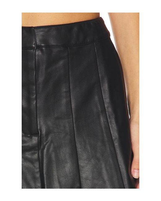 Astr Black Faux Leather Pleated Mini Skirt
