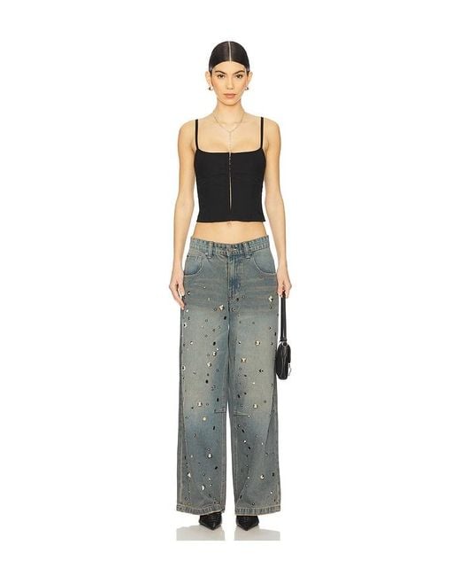 Jaded London Green Studded Colossus Wide Leg Jeans