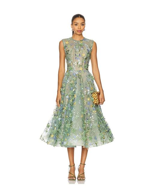 Bronx and Banco Green Saba Floral Midi Dress