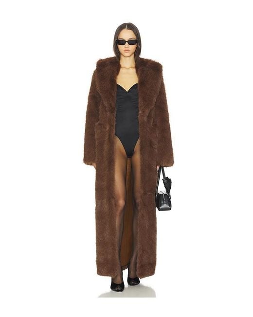 Lovers + Friends Brown Vincent Faux Fur Coat