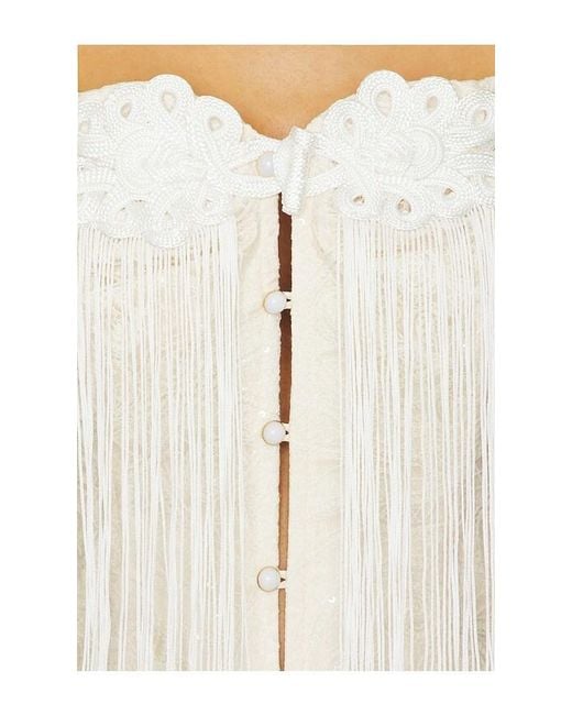 Kim Shui White Yun Tassel Knot Corset Top