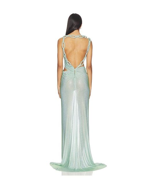 Bronx and Banco Blue Morocco Sleeveless Cutout Diamond Gown