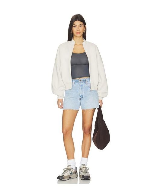 Agolde White Jensen Zip Up Sweatshirt