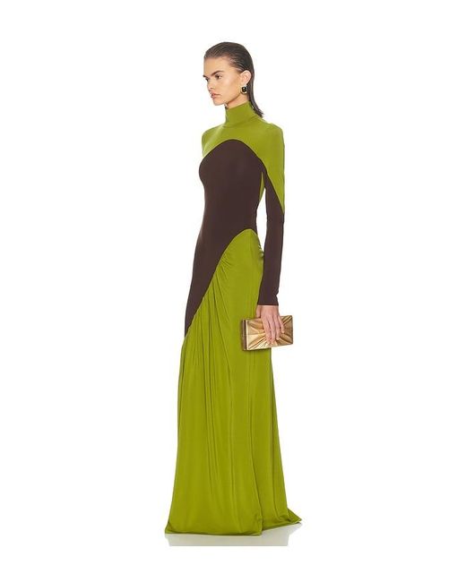 Helsa Green The Abstraction Color Blocked Jersey Dress