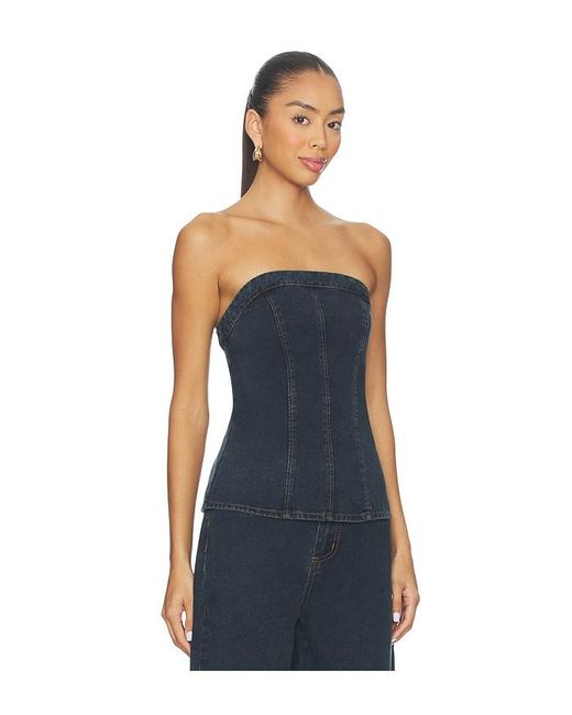 SNDY'S Blue Lex Denim Corset Top