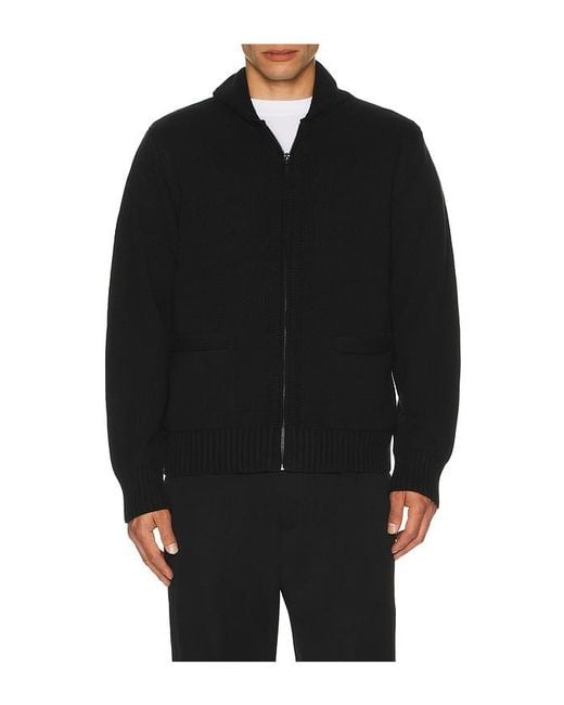 Schott Nyc Black Zip Front Sweater for men