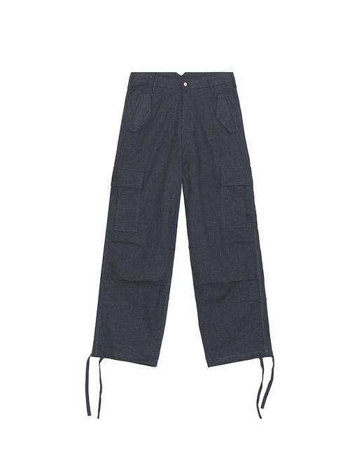 Rhude Black Linen Parachute Pant for men
