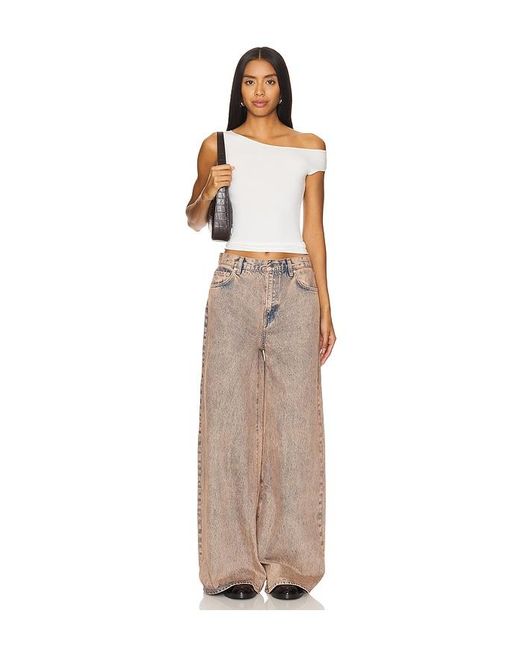 GRLFRND Natural Mid-Rise Baggy Wide Leg Jeans