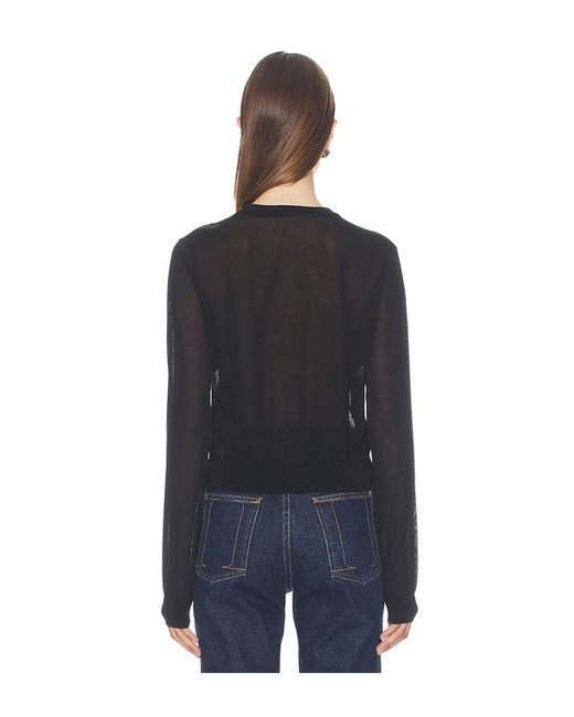 White + Warren Blue Paperfine Crewneck Cardigan