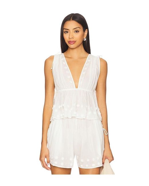 Ulla Johnson White Anya Plunge V Neck Top Coverup