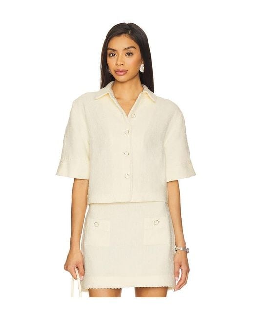 Jonathan Simkhai Natural Khloe Short Sleeve Button Down Top