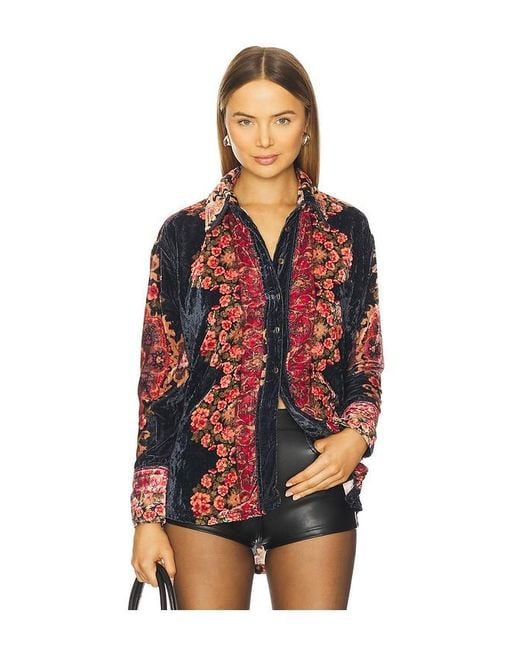 Free People Red X We The Free One Night Velvet Top
