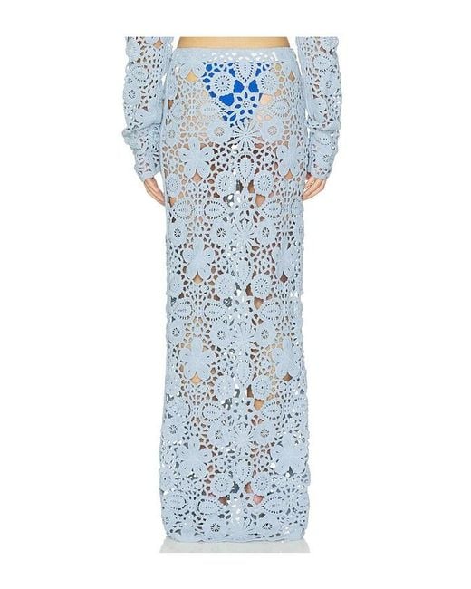 SNDY'S Blue Tala Crochet Maxi Skirt