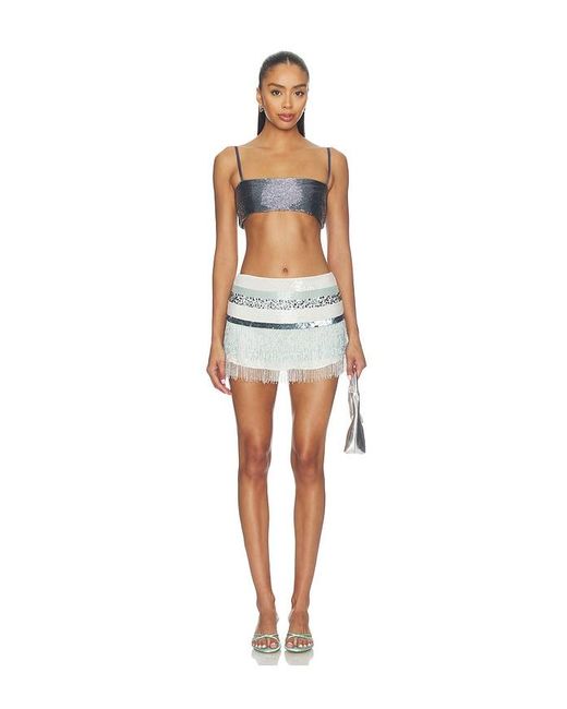 Asta Resort Blue Julia Hand Beaded Mini Skirt