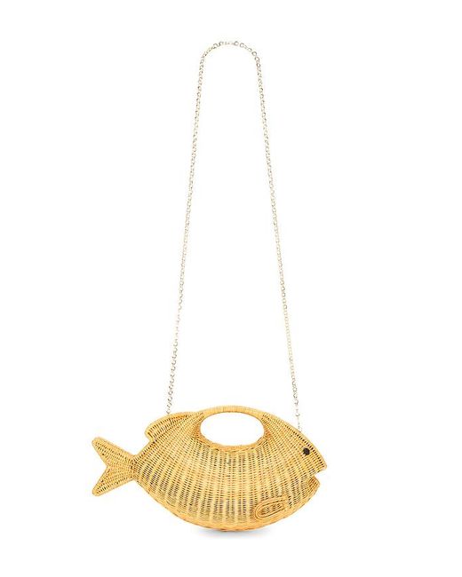 Serpui White Daniel Fish Top Handle Bag