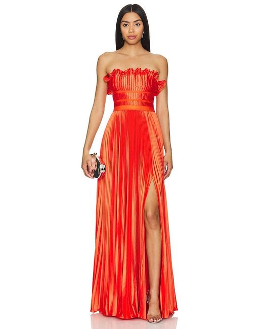 AMUR Red Losey Ruffle Neck Gown