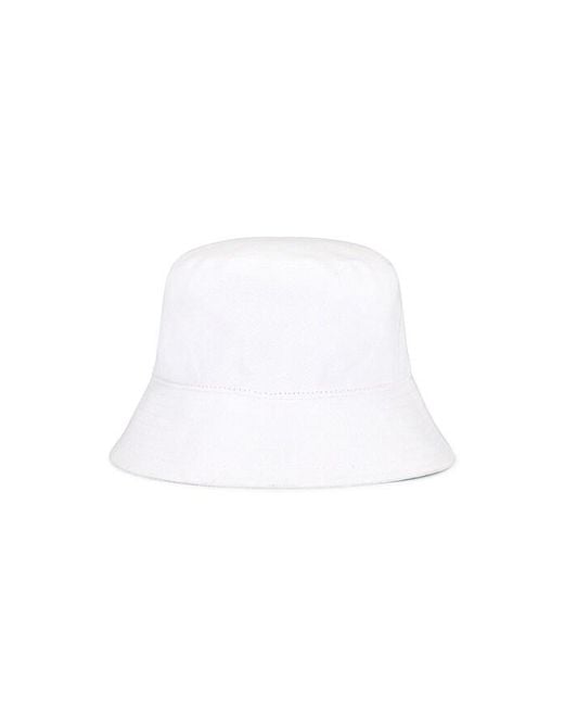 Siegelman Stable White Embroidered Bucket Hat for men