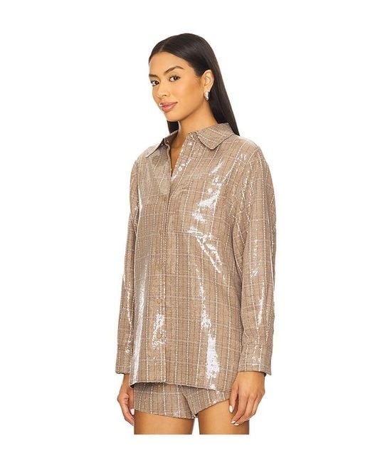 Line & Dot Natural Checkmate Oversized Shacket