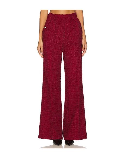 Amanda Uprichard Red Tweed Wide-Leg Pants