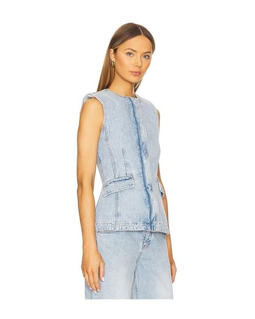 Jonathan Simkhai Blue Charley Sleeveless Button Up Top