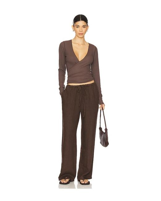 VIR VITA Brown Margot Wrap Top
