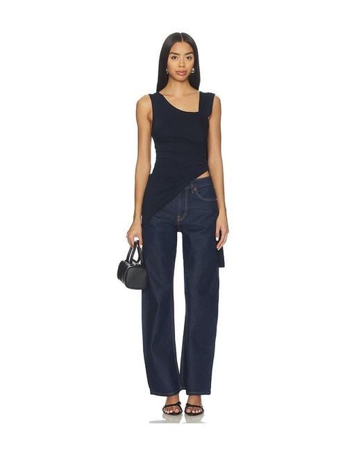 WeWoreWhat Blue One Shoulder Draped Top