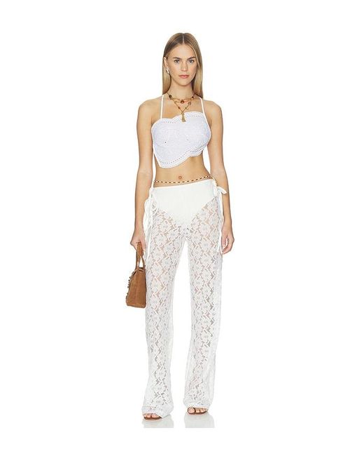 KETTEL ATELIER White Strappy Lace Trousers