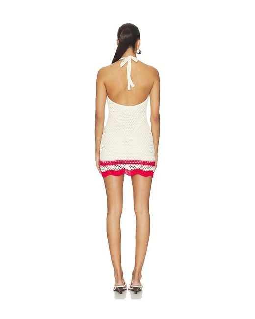 MINKPINK Red Elva Crochet Halter Mini Dress