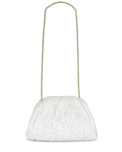 Loeffler Randall White Bailey Pleated Lace Clutch