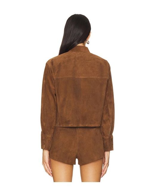ZUT Brown X Revolve Cropped Hair-On Cowhide Leather Jacket