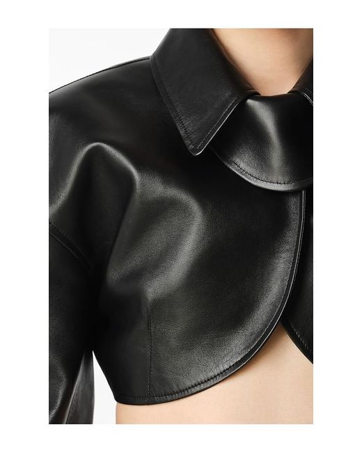 REVOLVE LOS ANGELES Black Agnes Cropped Leather Jacket