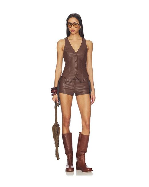 superdown Brown Karina Fringe Short