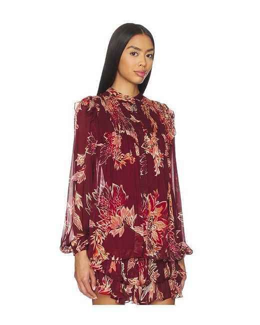 Hemant & Nandita Red Smocked Top