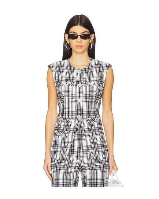 Top Chaleco Tamara En Color Negro, Blanco Talla En Veronica Beard de color White