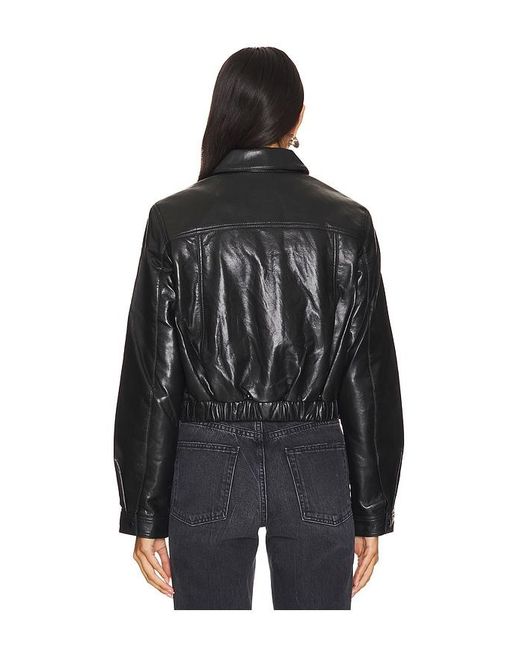 Agolde Black Cropped Leather Moto Jacket