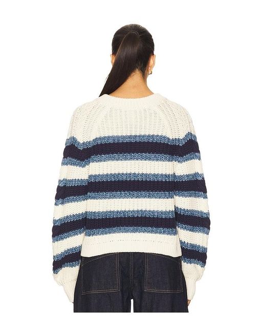 Free People Blue Frankie Cable Striped Pullover